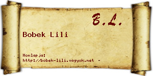 Bobek Lili névjegykártya